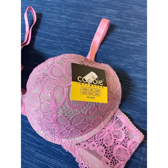 Pair New Coobie Intimates 6908 38C & 40C Lace Bra Blue Pink Purple NWT - Picture 4 of 7
